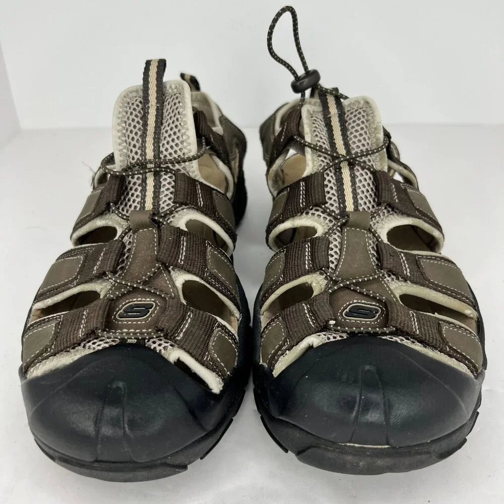 Skechers Mens 50492 Brown Tan Journeyman Waterproof Bungee Lace Size 12 Sandals